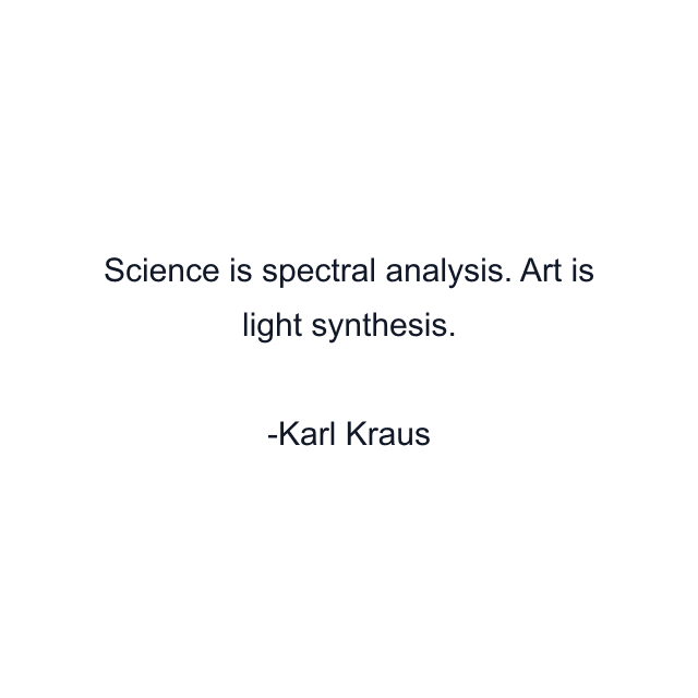 Science is spectral analysis. Art is light synthesis.