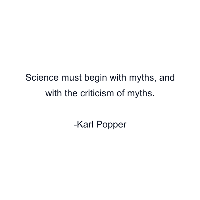 Science must begin with myths, and with the criticism of myths.