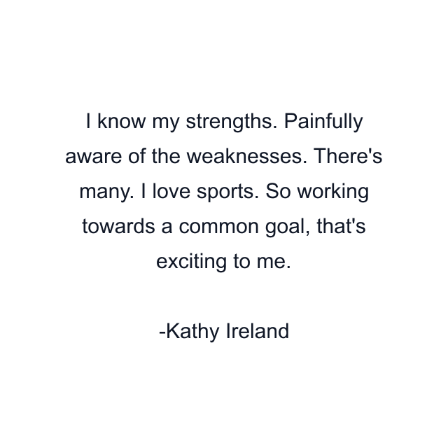 I know my strengths. Painfully aware of the weaknesses. There's many. I love sports. So working towards a common goal, that's exciting to me.