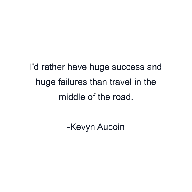 I'd rather have huge success and huge failures than travel in the middle of the road.