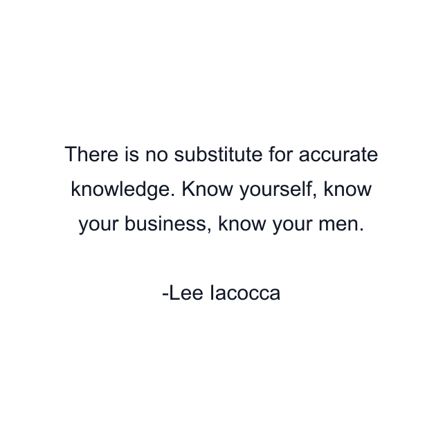 There is no substitute for accurate knowledge. Know yourself, know your business, know your men.