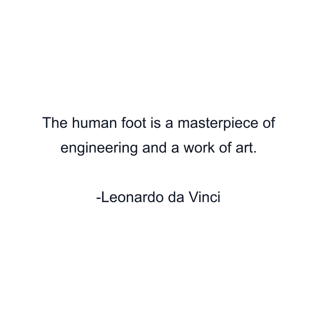 The human foot is a masterpiece of engineering and a work of art.