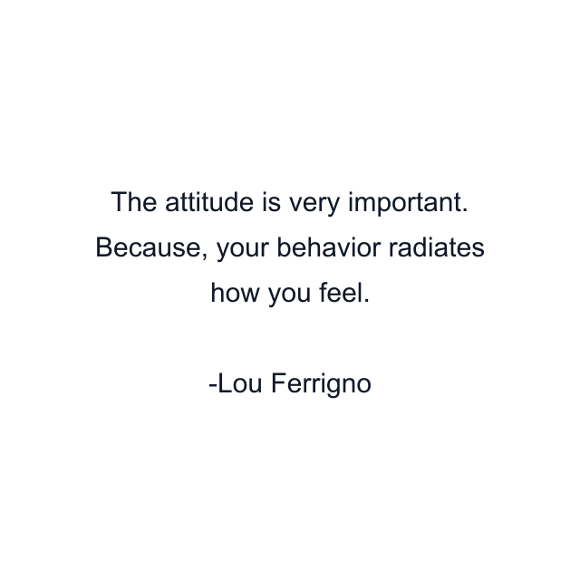 The attitude is very important. Because, your behavior radiates how you feel.