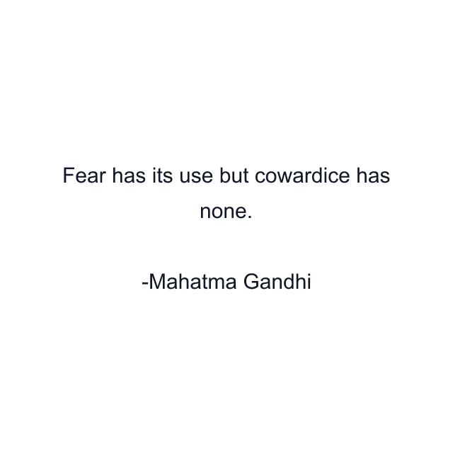 Fear has its use but cowardice has none.