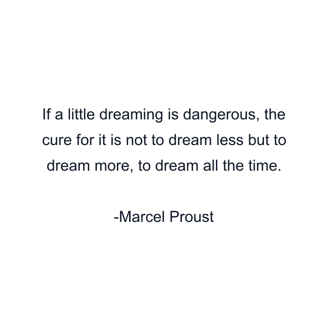 If a little dreaming is dangerous, the cure for it is not to dream less but to dream more, to dream all the time.