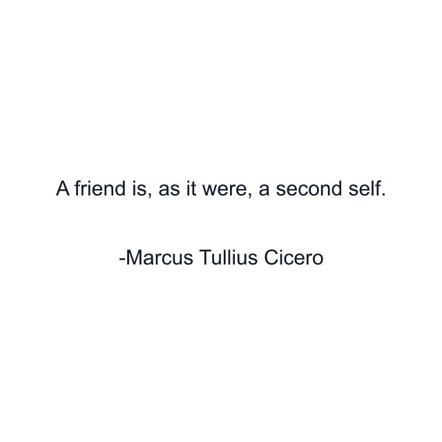 A friend is, as it were, a second self.