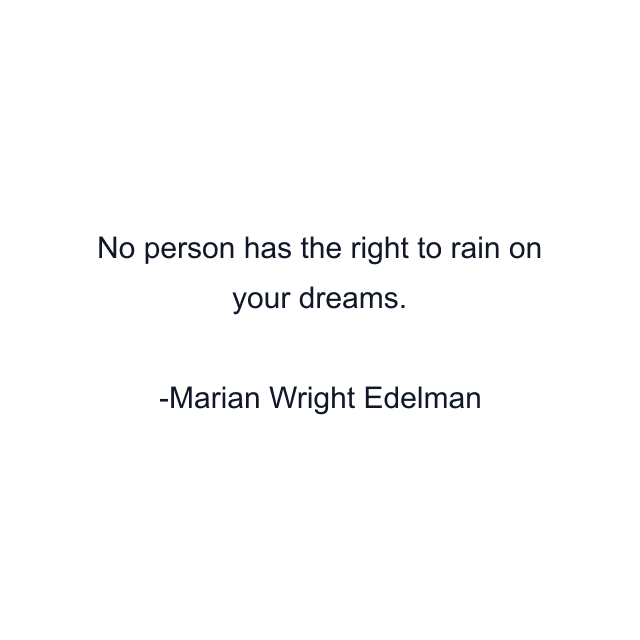 No person has the right to rain on your dreams.