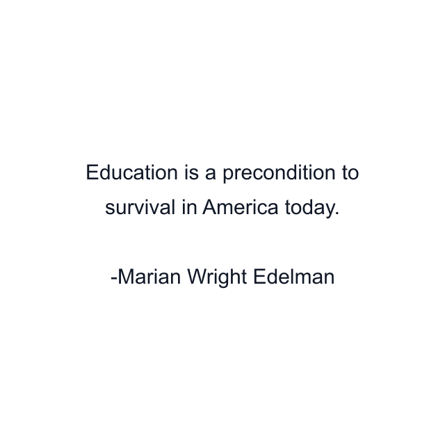 Education is a precondition to survival in America today.