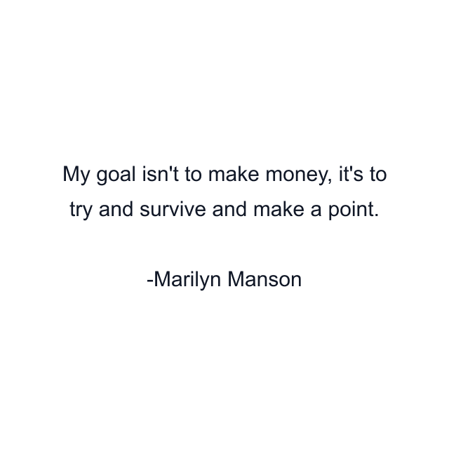 My goal isn't to make money, it's to try and survive and make a point.