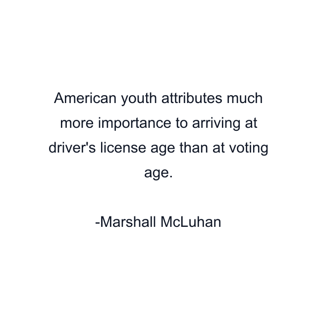 American youth attributes much more importance to arriving at driver's license age than at voting age.