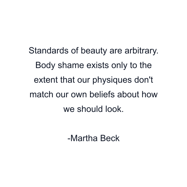 Standards of beauty are arbitrary. Body shame exists only to the extent that our physiques don't match our own beliefs about how we should look.