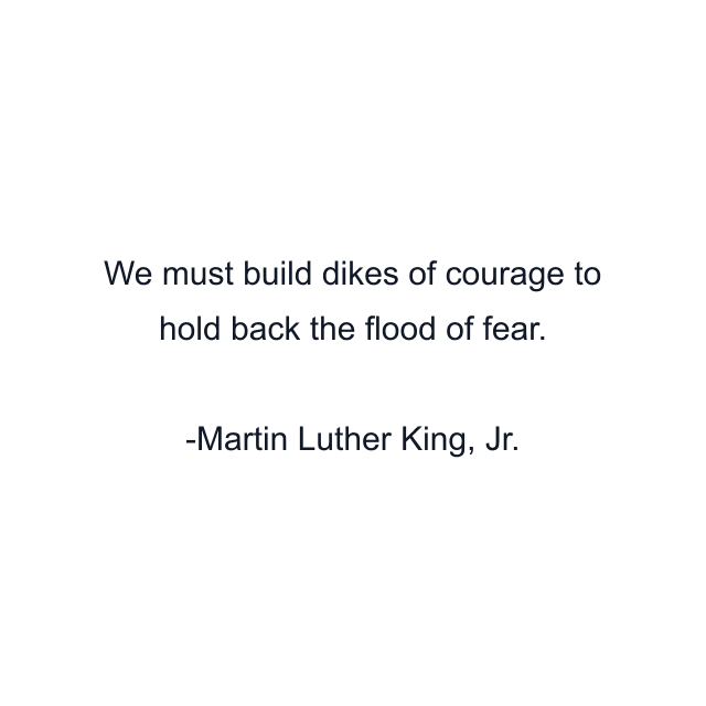 We must build dikes of courage to hold back the flood of fear.