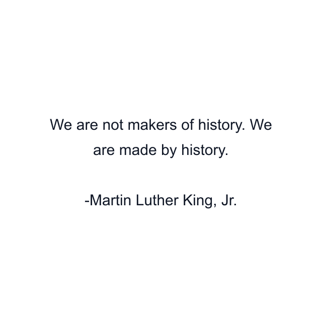 We are not makers of history. We are made by history.