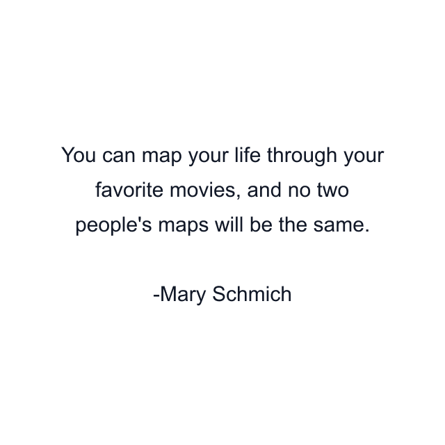 You can map your life through your favorite movies, and no two people's maps will be the same.