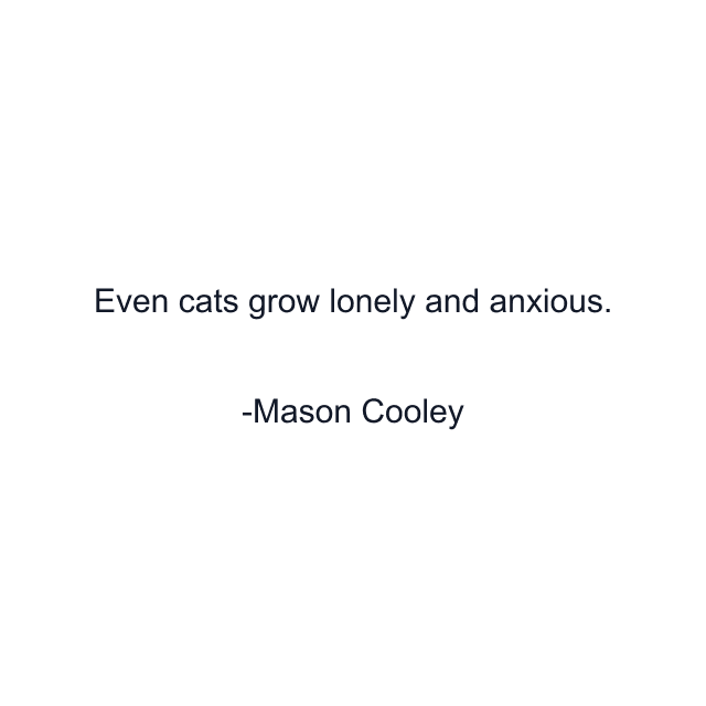 Even cats grow lonely and anxious.