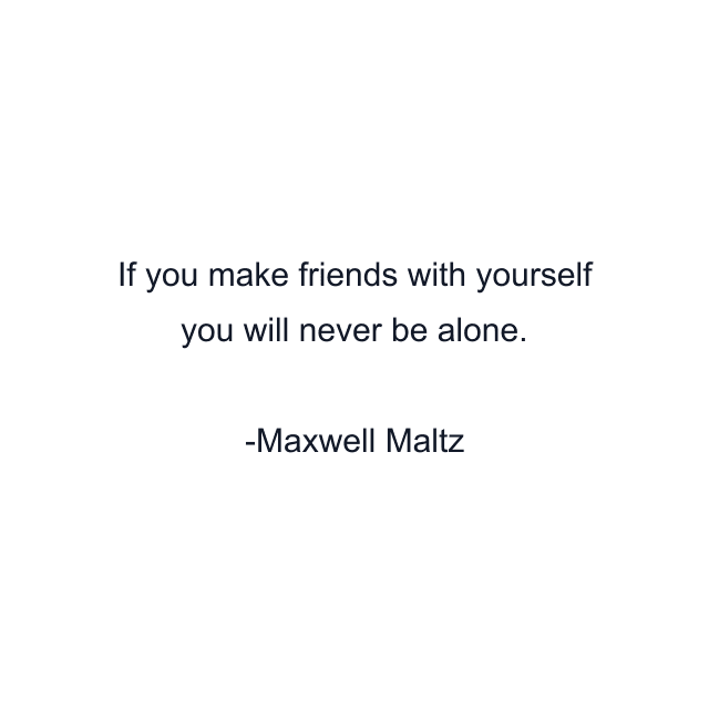 If you make friends with yourself you will never be alone.