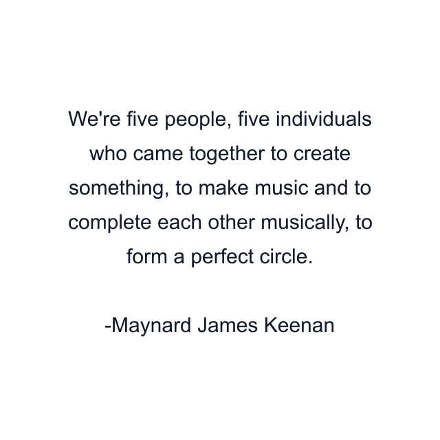 We're five people, five individuals who came together to create something, to make music and to complete each other musically, to form a perfect circle.