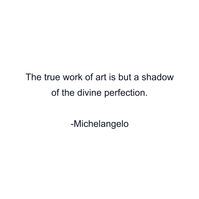 The true work of art is but a shadow of the divine perfection.