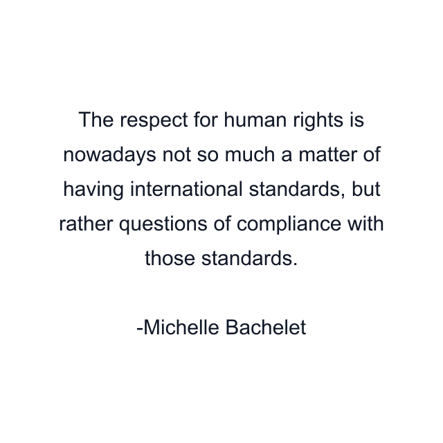 The respect for human rights is nowadays not so much a matter of having international standards, but rather questions of compliance with those standards.