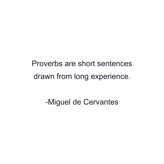 Proverbs are short sentences drawn from long experience.