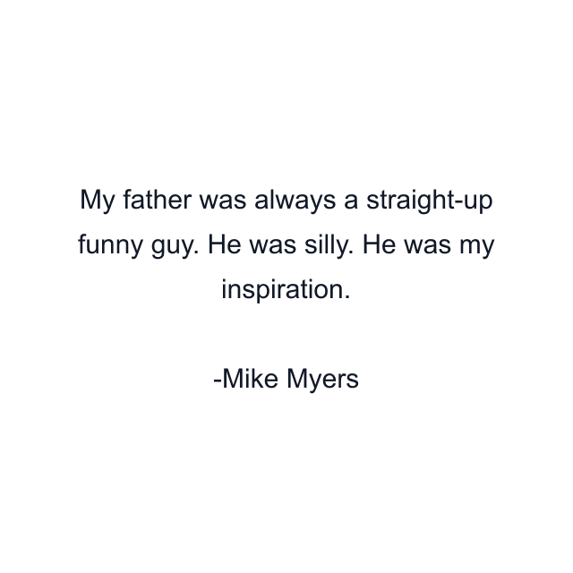 My father was always a straight-up funny guy. He was silly. He was my inspiration.