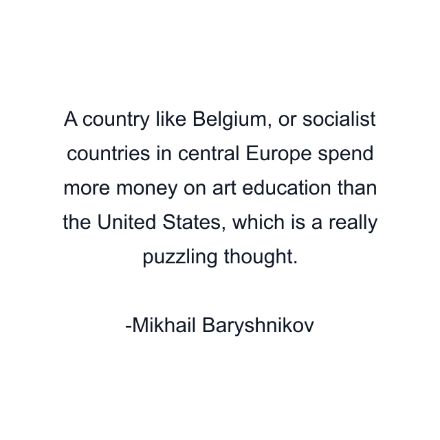 A country like Belgium, or socialist countries in central Europe spend more money on art education than the United States, which is a really puzzling thought.