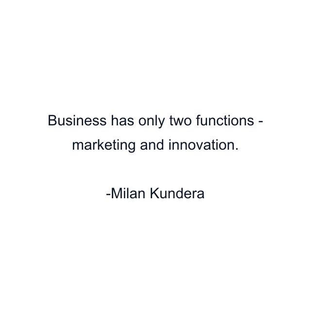 Business has only two functions - marketing and innovation.