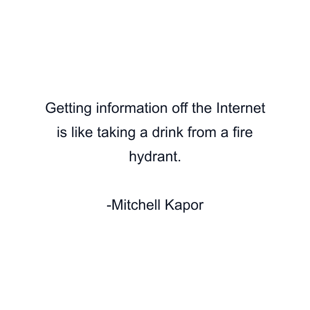 Getting information off the Internet is like taking a drink from a fire hydrant.