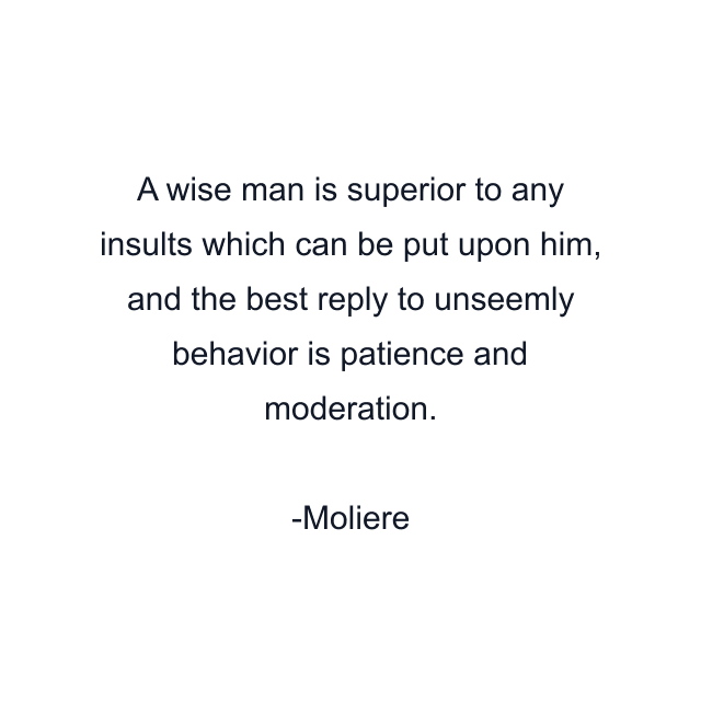 A wise man is superior to any insults which can be put upon him, and the best reply to unseemly behavior is patience and moderation.