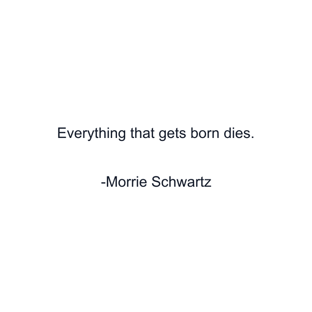 Everything that gets born dies.