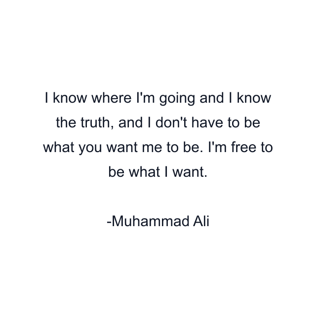 I know where I'm going and I know the truth, and I don't have to be what you want me to be. I'm free to be what I want.