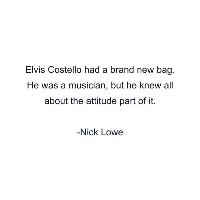 Elvis Costello had a brand new bag. He was a musician, but he knew all about the attitude part of it.