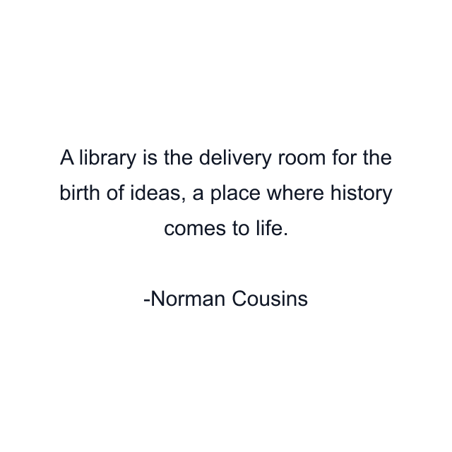 A library is the delivery room for the birth of ideas, a place where history comes to life.