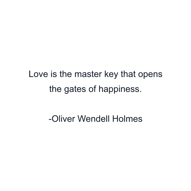 Love is the master key that opens the gates of happiness.