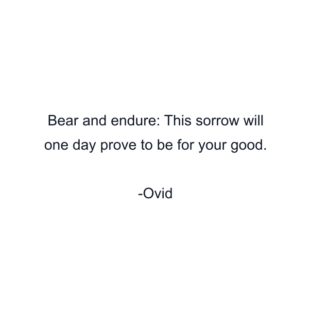 Bear and endure: This sorrow will one day prove to be for your good.