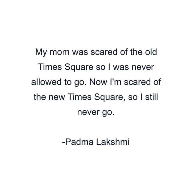 My mom was scared of the old Times Square so I was never allowed to go. Now I'm scared of the new Times Square, so I still never go.