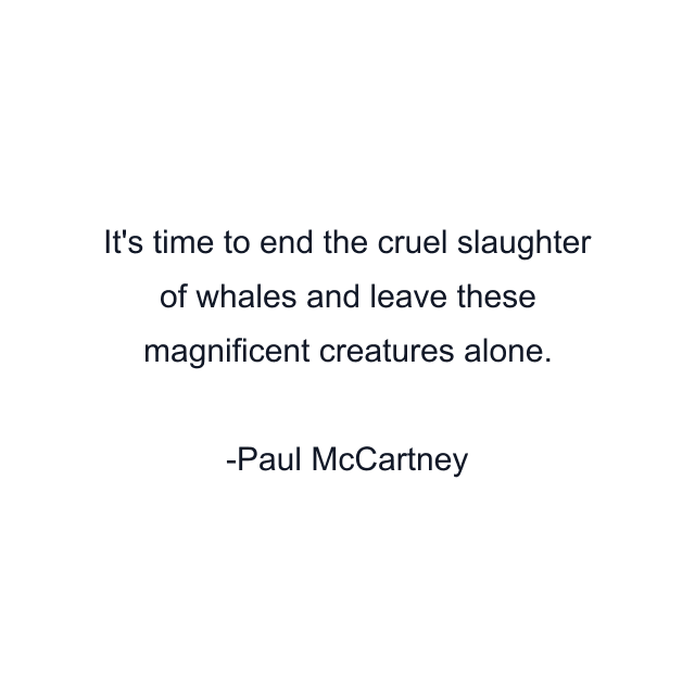 It's time to end the cruel slaughter of whales and leave these magnificent creatures alone.