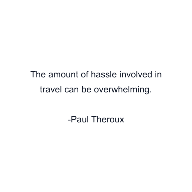 The amount of hassle involved in travel can be overwhelming.