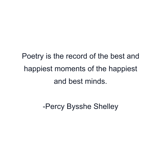 Poetry is the record of the best and happiest moments of the happiest and best minds.