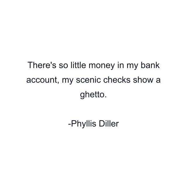 There's so little money in my bank account, my scenic checks show a ghetto.