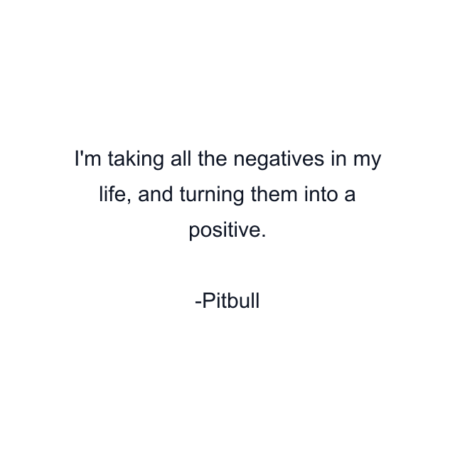 I'm taking all the negatives in my life, and turning them into a positive.