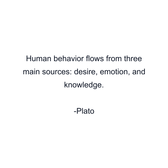 Human behavior flows from three main sources: desire, emotion, and knowledge.