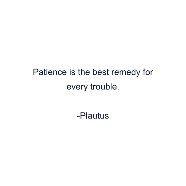 Patience is the best remedy for every trouble.