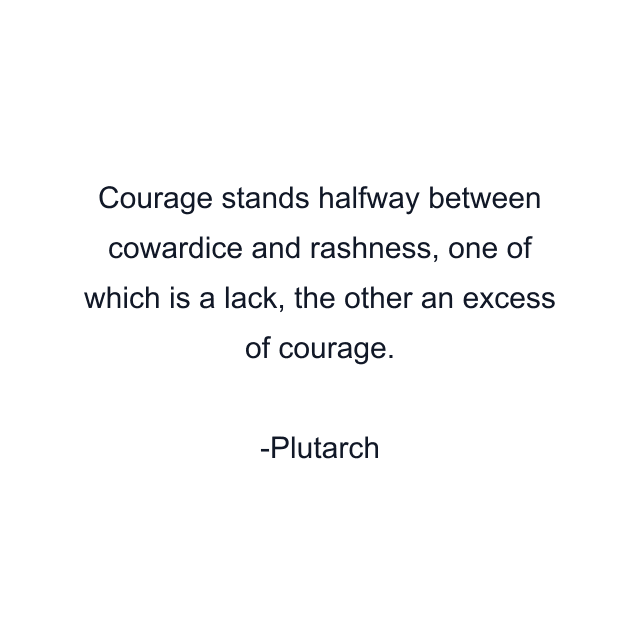 Courage stands halfway between cowardice and rashness, one of which is a lack, the other an excess of courage.