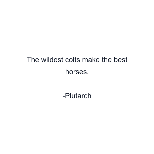 The wildest colts make the best horses.