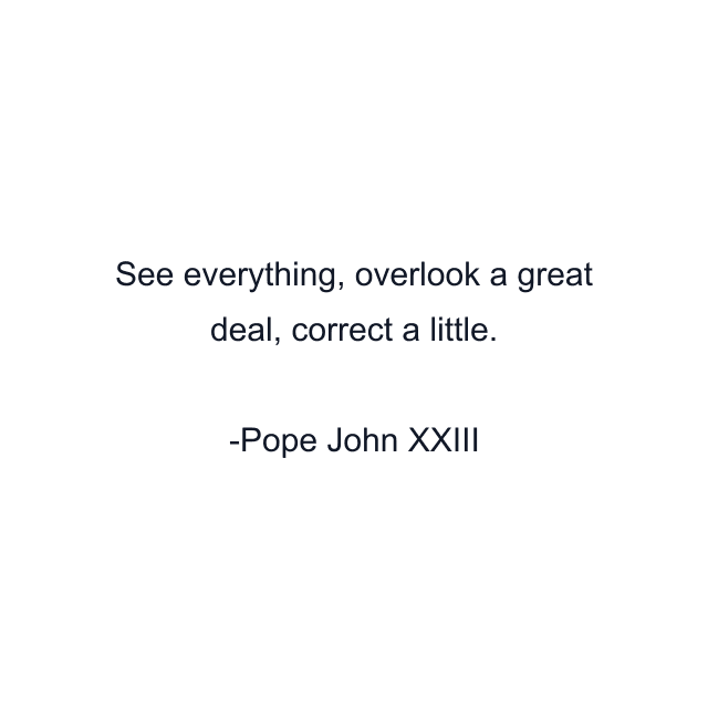 See everything, overlook a great deal, correct a little.