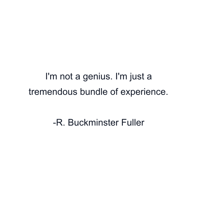 I'm not a genius. I'm just a tremendous bundle of experience.