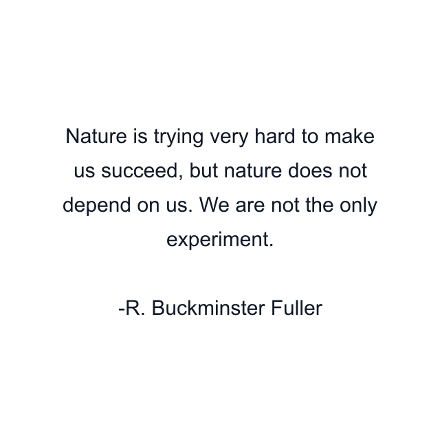 Nature is trying very hard to make us succeed, but nature does not depend on us. We are not the only experiment.