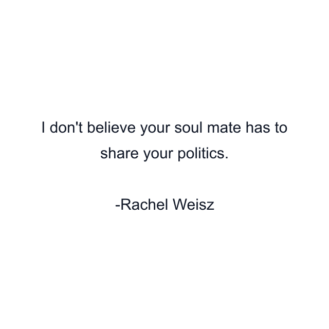 I don't believe your soul mate has to share your politics.