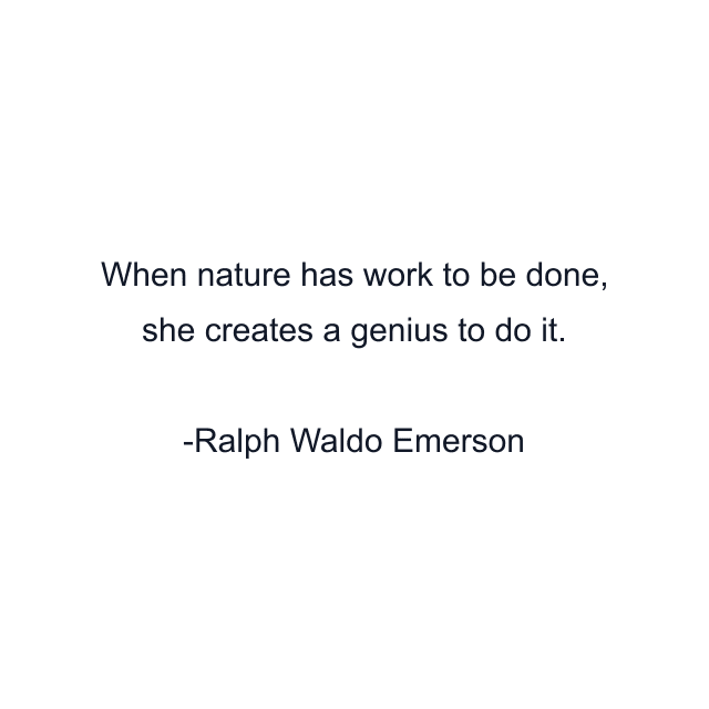 When nature has work to be done, she creates a genius to do it.